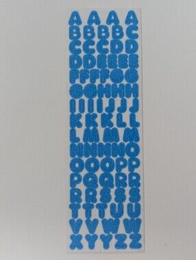 Sandylion Stickers Alphabet Blue Fuzzy Vintage